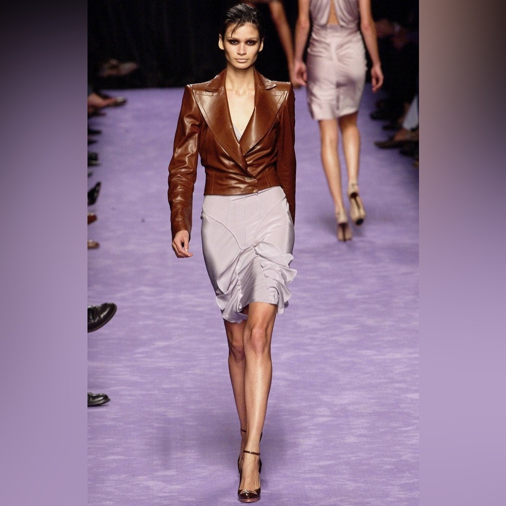 YSL FW 2003 runway silk skirt